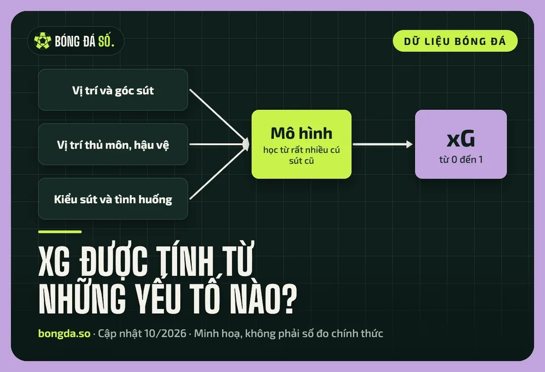 Sơ đồ các yếu tố đầu vào dẫn tới giá trị xG từ 0 đến 1