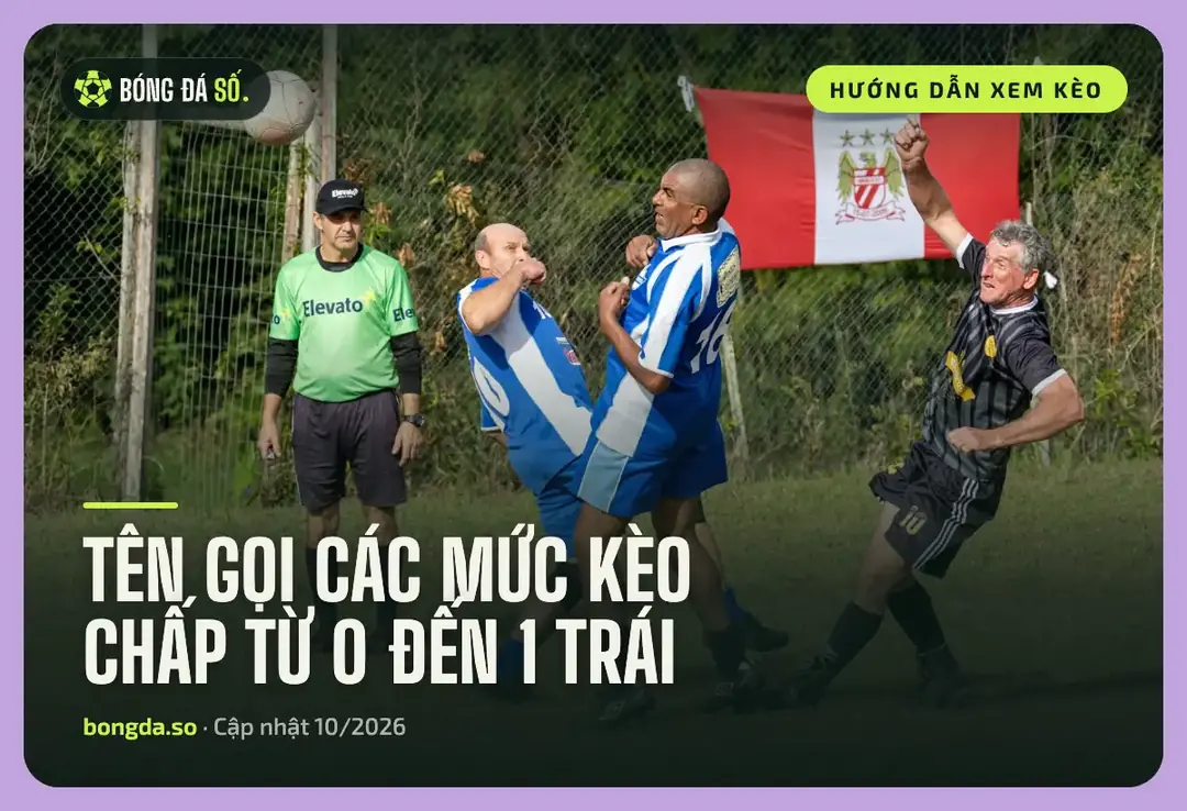 Các mức kèo chấp châu Á: Bảng tra từ đồng banh đến chấp 2 trái 1 Các mức kèo chấp từ đồng banh đến một trái: trọng tài theo dõi pha tranh bóng bổng