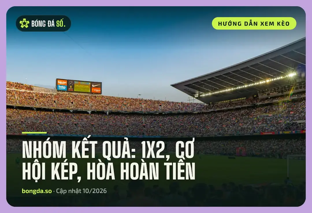 Nhóm kết quả trong bóng đá kèo nhà cái: khán đài kín chỗ và bảng điện tử trên sân
